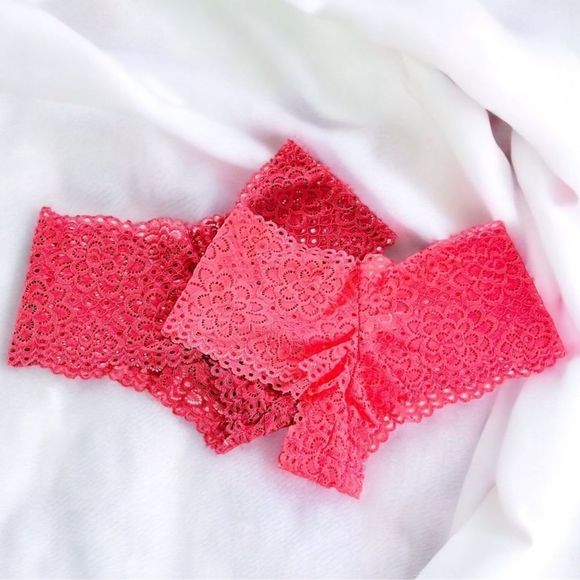 Lacey Floral Red and Pink Booty Shorts Panty Set Sz M - Picture 1 of 3